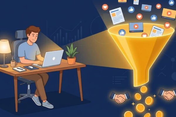 Content marketing funnel bringing freelancers inbound client leads without ads