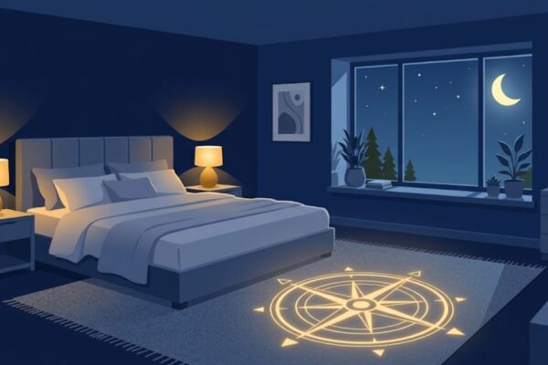 Vastu-compliant bedroom layout with correct bed direction for peaceful sleep
