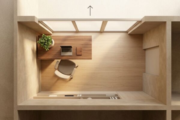 Vastu-compliant home office layout with desk facing north for productivity