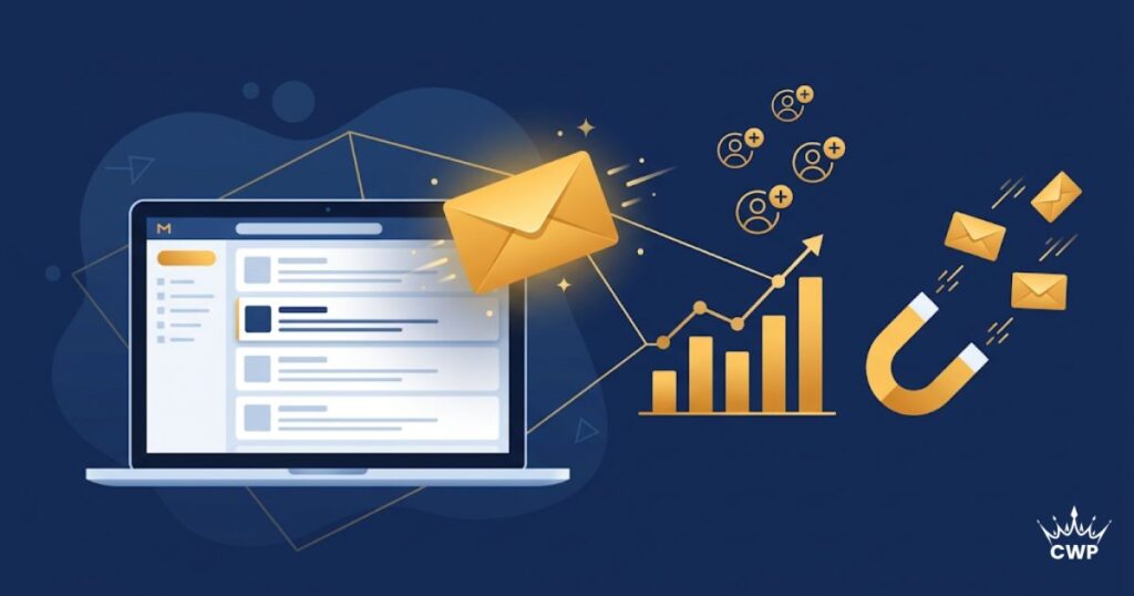 Email marketing dashboard showing subscriber growth and a lead magnet