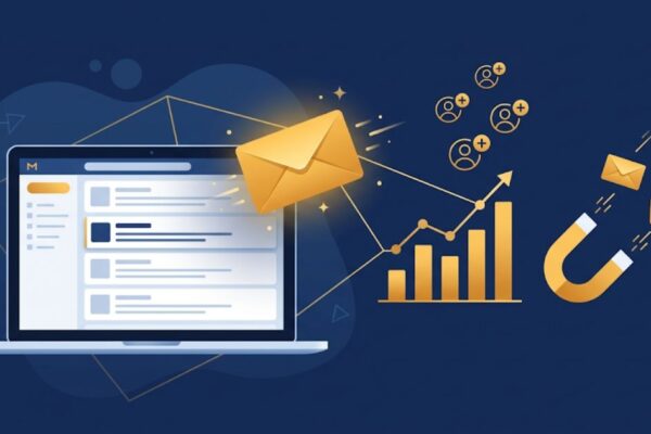 Email marketing dashboard showing subscriber growth and a lead magnet
