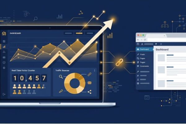 Google Analytics 4 dashboard connected to a WordPress site