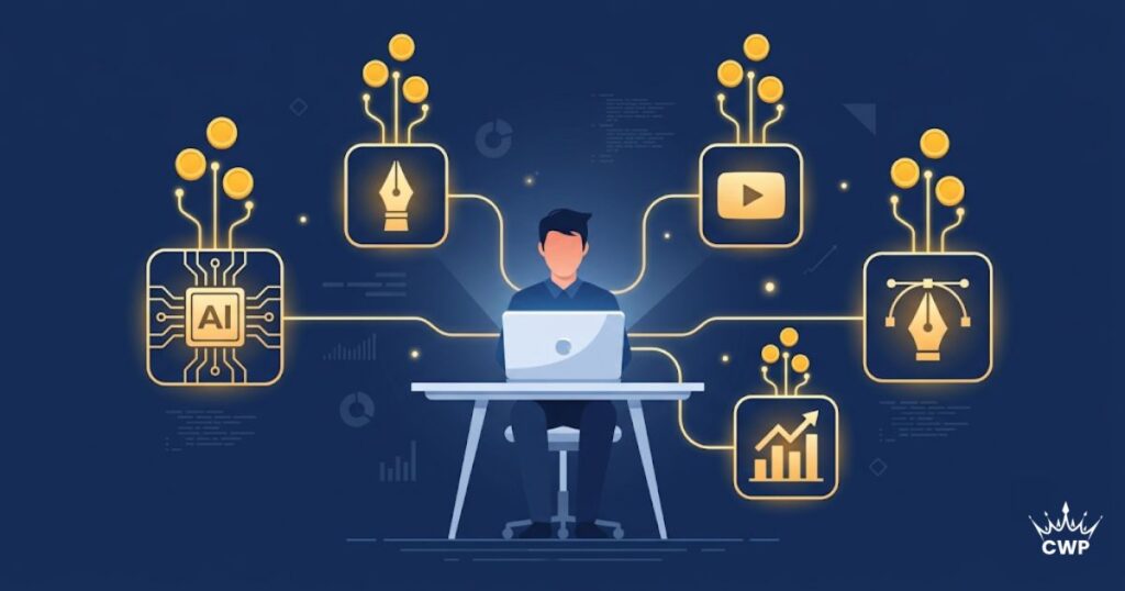 High-income freelance skills mind map with earning potential