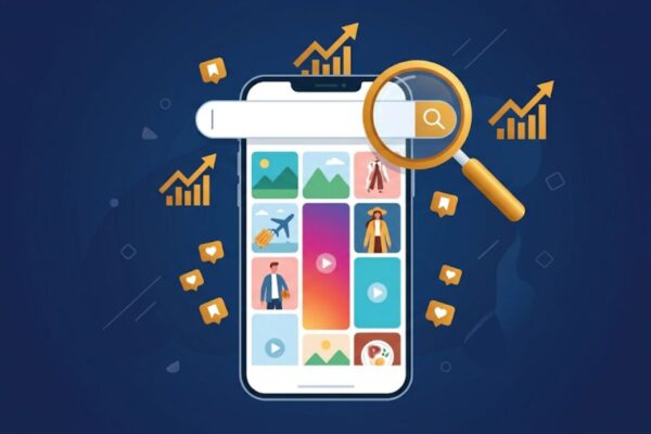 Instagram Explore page showing SEO-optimised posts and Reels being discovered