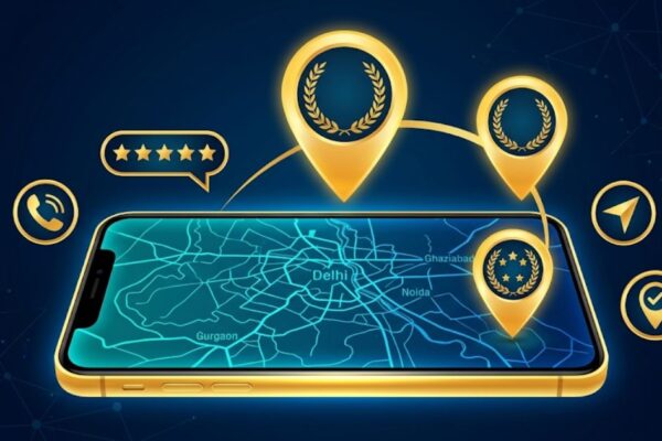 Local SEO Delhi NCR - Google Map 3-pack showing top local business rankings