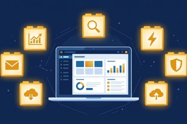 Grid of essential WordPress plugin icons for a business website