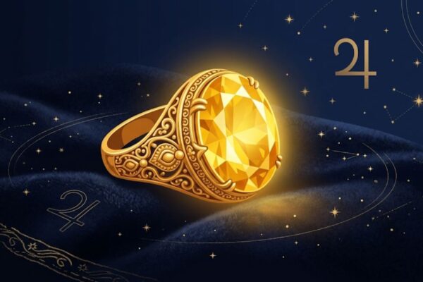 Yellow Sapphire Pukhraj gemstone in gold ring for Jupiter astrological benefits