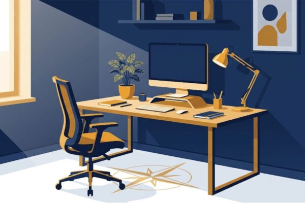 Ergonomic and Vastu-friendly work-from-home office setup